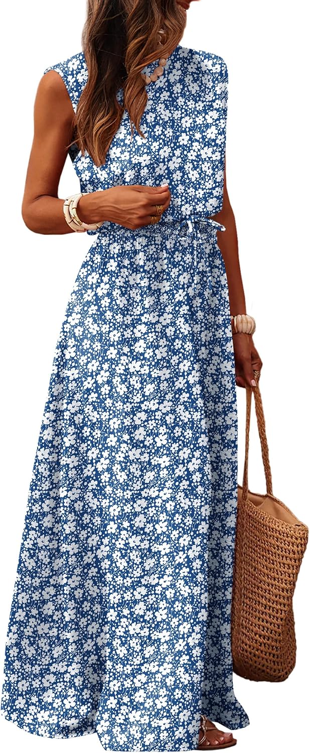 Caracilia Women’s 2 Piece Maxi Skirt Sets 2026 Summer Casual Cropped Tank Top High Waisted Long Skirts Beach Vacation Clothes