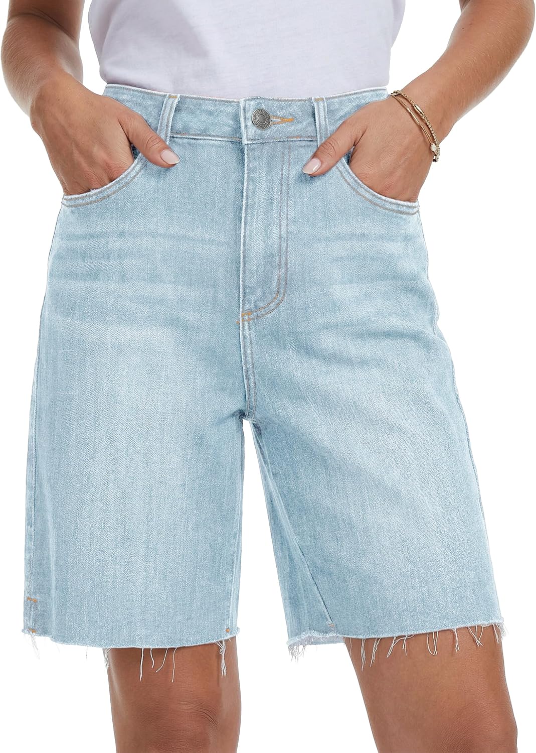 YUCOLEN Jean Shorts Womens Jorts Women Baggy High Waisted Knee Length Stretchy Denim Shorts Summer Casual Y2k Shorts