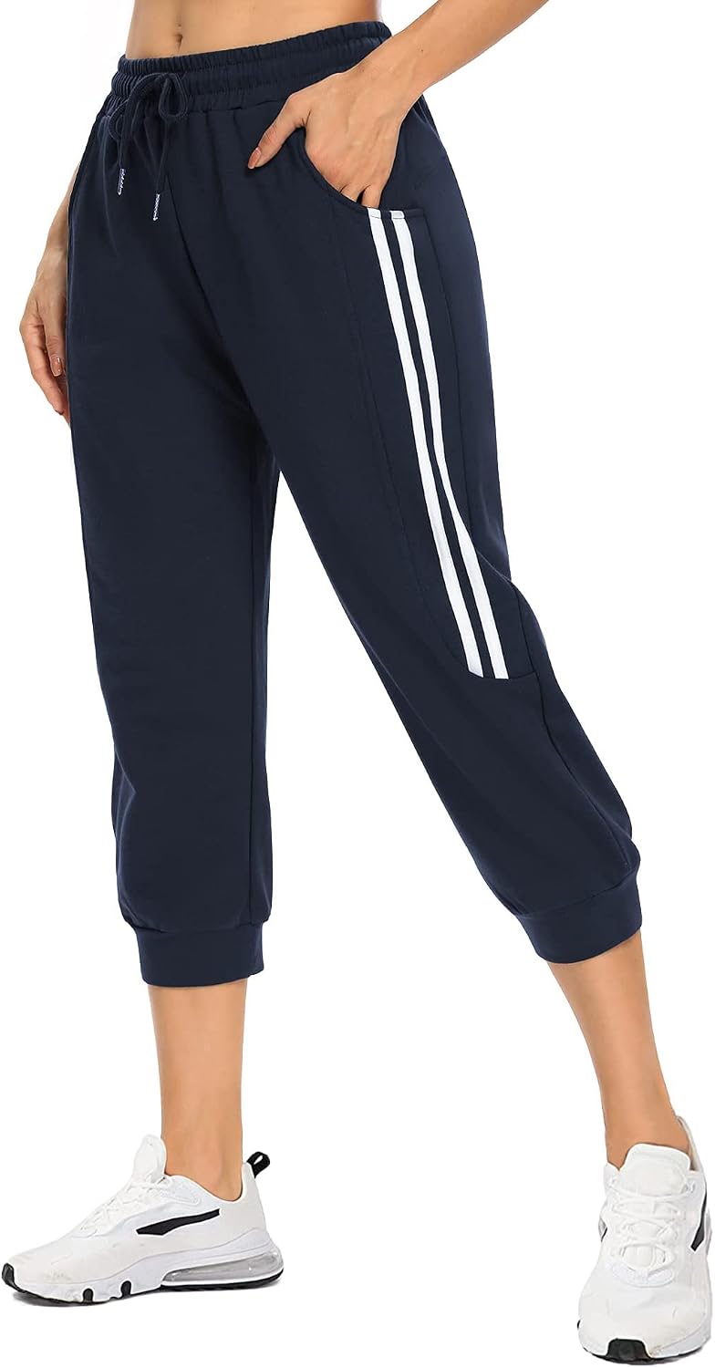 KaiDi Women’s Capri Sweatpants – Casual Capri Pants with Pockets, Drawstring Workout Sweatpants for Yoga